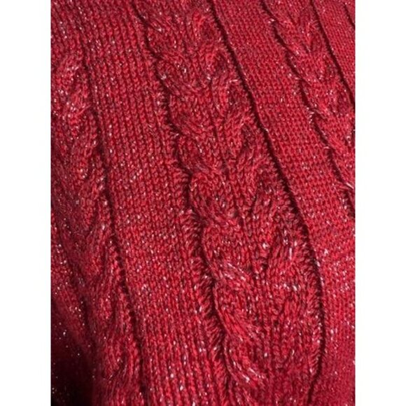 Athleta Womens Red Cable Knit Sweater Medium - Picture 4 of 8